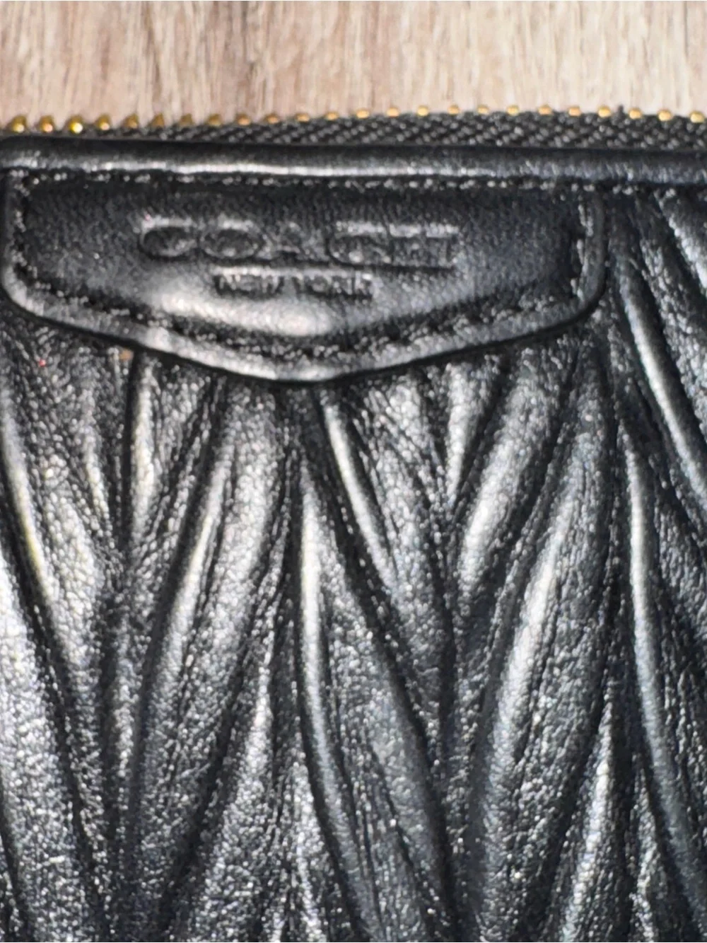 Coach Black Quilted Leather Zip Clutch